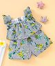 Dew Drops Sleeveless Night Suit Floral Print - Yellow