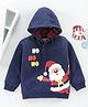 Babyhug Full Sleeves Hooded Sweatshirt Santa Claus Print - Navy Blue