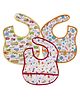 babywish Food Catcher Printed Bib Pack of 3 - Red, Yellow, Orange
