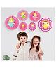 Untumble Fairy Princess Theme Paper Fan Decoration Pink - Pack of 6