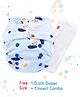 Babyhug New Born Reusable Cloth Nappies With SmartDry Abstract Print  - Blue