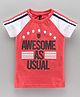 Game Begins Half Sleeves Tee Text Print - White Red