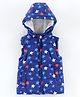 Babyhug Sleeveless Jacket with Hood Star Print - Blue