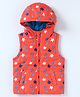 Babyhug Sleeveless Star Printed Hooded Jacket - Orange