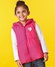Babyhug Sleeveless Jacket With Hood Heart Print - Pink