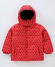 Babyhug Full Sleeves Hooded Padded Jacket Dot Print - Red