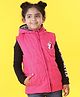 Babyhug Sleeveless Jacket with Hood Unicorn Patch - Pink