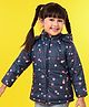 Babyhug Full Sleeves Polka Dot Print Hooded Jacket - Blue