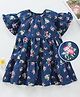 SAPS Half Sleeves Frock Floral Print - Navy Blue