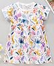 SAPS Half Sleeves Frock Animal Print - White