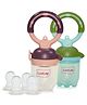LuvLap Cotton Luv Lap Baby Food And Fruit Feeder Twin Pack With Two Feeder Sack Sizes, Bpa Free, Green & Pink