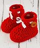 Love Crochet Art Rose Crochet Booties - Red