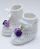Love Crochet Art Floral Detailed Booties - White