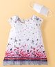 Hola Bonita Border Printed Dress with Allover Pleats - White