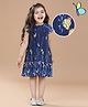 Hola Bonita Short Sleeves Frock Butterfly Print - Navy Blue