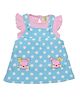 Clothe Funn Cap Sleeves Top With Polka Dotted Dress - Blue