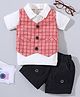 Jo&Bo Half Sleeves Tee With Checkered Jacket & Shorts - Pink & Blue