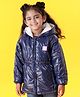 Babyhug Full Sleeves Jacket With Hood - Blue