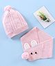 Babyhug Cotton Cap & Muffler Set Pink - Cap Diameter 10.5 cm