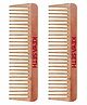Keya Seth Aromatherapy Organic Neem Wood Wide Tooth Comb Large Size Pack of 2 - Beige 