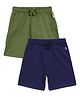 Campana Pack Of 2 Solid Colour Shorts - Green & Navy Blue