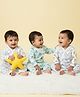 The Mom Store Full Sleeves Pack Of 3 Animals Print Rompers - Multi Color