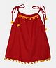 BownBee Sleeveless Pom Pom Lace Top - Red