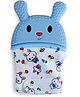 Baby Moo Bunny Teething Mitten - Blue White