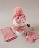 Babyhug Woollen Cap Glove Muffler Set - Pink