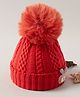 Babyhug Woollen Cap With Pom Pom Orange - Diameter 7.5 cm