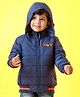 Babyhug Full Sleeves Hooded Padded Jacket - Navy Blue