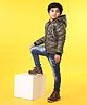 Babyhug Camo Print Full Sleeves Jacket With Hood - Green