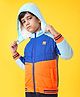 Babyhug Full Sleeves Jacket With Hood - Blue Orange