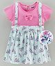 Eteenz Short Sleeves Stripe Frock Floral Print - Pink Sky Blue