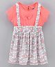 Eteenz Half Sleeves Frock Rainbow Print - Peach