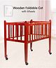 Wooden Foldable Cot with Wheels - Red
