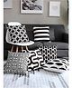 Elementary Plush Cotton Abstract Cushion Covers Pack of 6 - Black & White