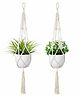 Elementary Handmade Macrame Cotton Plant Hangers Pack of 2 - Off White