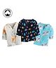 Polka Tots Pack Of 3 Organic Muslin Cotton Full Sleeve Bird Print Vests - Multicolor