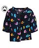 Polka Tots Organic Cotton Full Sleeves Bird Print Jhabla - Navy