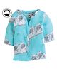 Polka Tots Organic Cotton Full Sleeves Sheep Print Jhabla - Blue