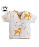 Polka Tots Organic Cotton Half Sleeves Deer Print Jhabla - Cream