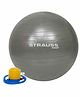 Strauss Anti-Burst Rubber Gym Ball with Free Foot Pump | Round Shape Swiss Ball for Exercise, Workout, Yoga, Pregnancy, Birthing, Balance & Stability, 75 cm, (Grey)