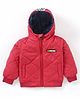 Babyhug Full Sleeves Reversible Jacket With Hood - Red