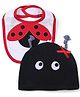 Lovespun Ladybug Print Bib with Hat - Red & Black