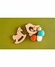 Rocking Potato Beech Wood Bird and Horse Shaped Rattle Teether Pack of 2 - Beige