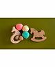 Rocking Potato Beech Wood Fish and Horse Shaped Rattle Teether Pack of 2 - Beige
