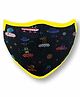 Adore Anti Bacterial Kids Mask with Storage Pouch Funny Planet Print - Black
