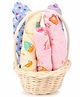 Adore Baby Wash Cloths With Basket Pack of 5 - Multicolor