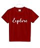 BRATMA Half Sleeves Explore Print Tee - Maroon